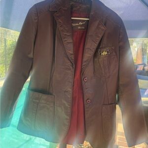 Woman’s Leather Blazer Jacket - Classic Casual Coat